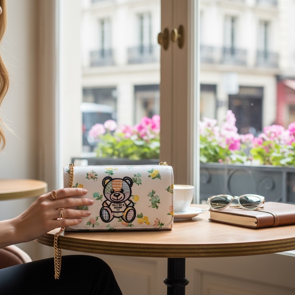 ❌Sold ❌NWT-MOSCHINO Couture Jeremy Scott Teddy Bear Wallet on chain.